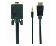 Kabel komputerowy GEMBIRD Adapter GEMBIRD A-HDMI-VGA-03-6 (HDMI M - D-Sub (VGA), Jack stereo 3,5 mm M; 1,8m; kolor czarny)